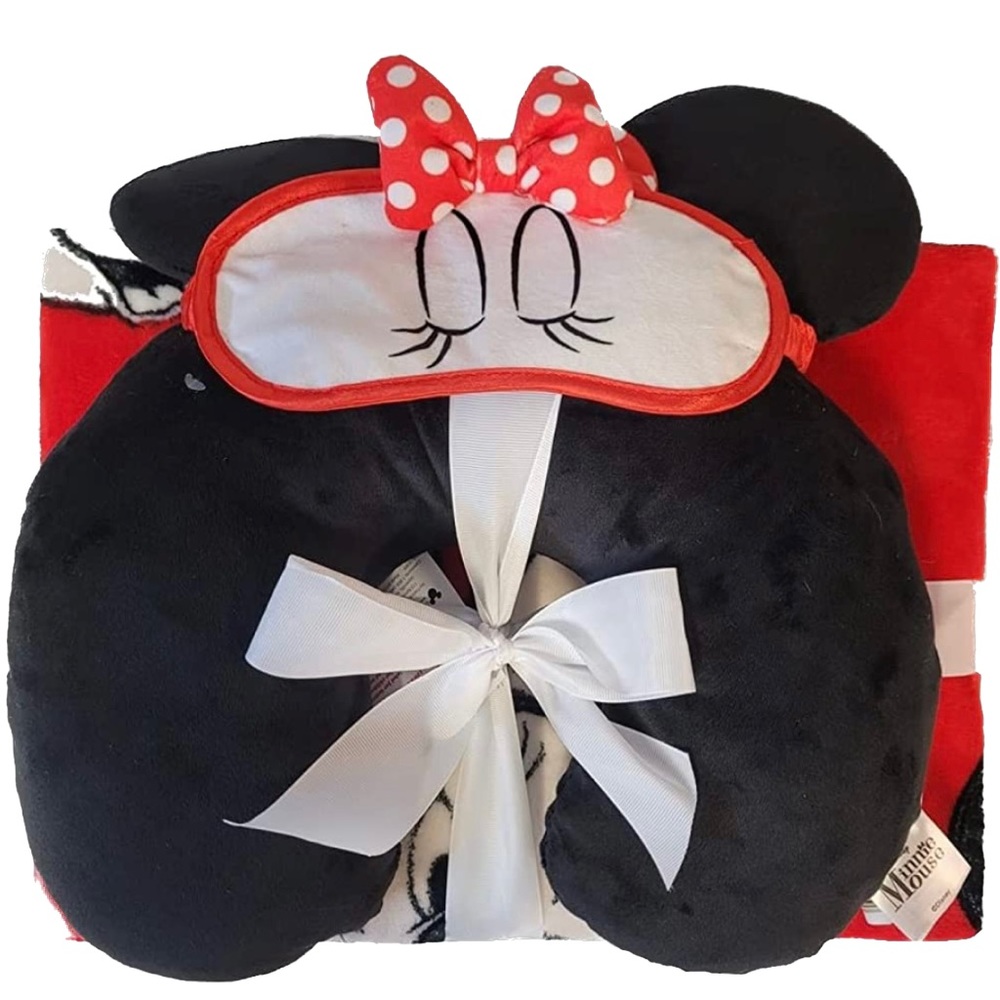 NOW Disney Minnie Mouse 3-piece travel set: pillow, blanket, sleep mask. OS